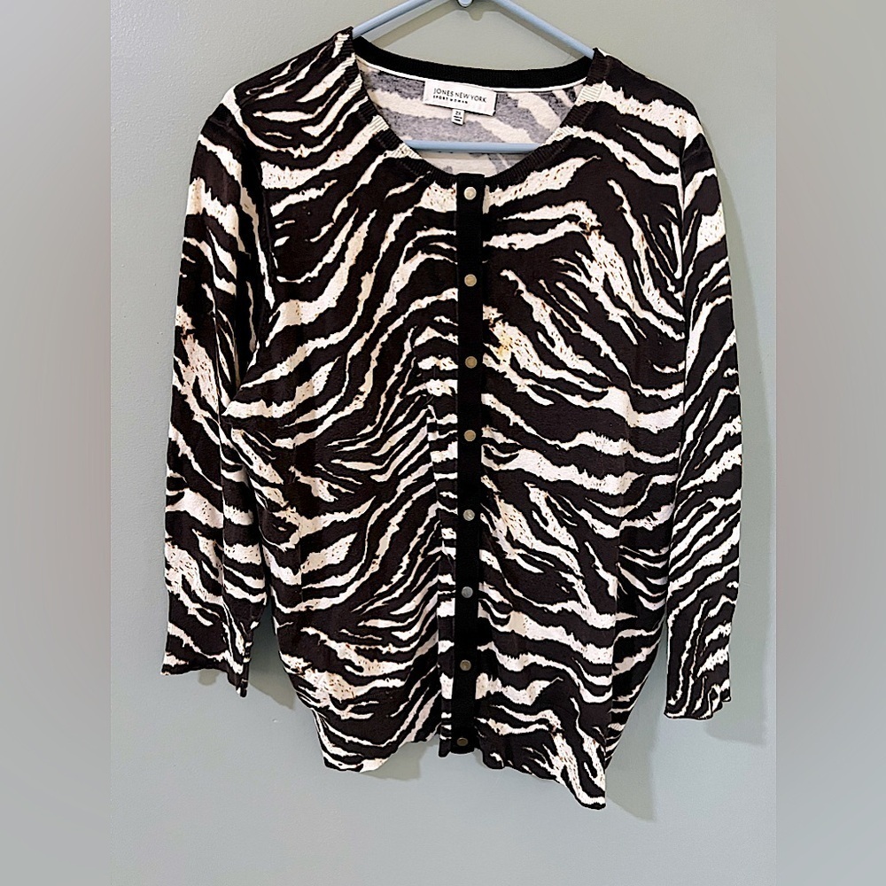 Chico's Brown and Beige Zebra Print Sweater Pre Loved